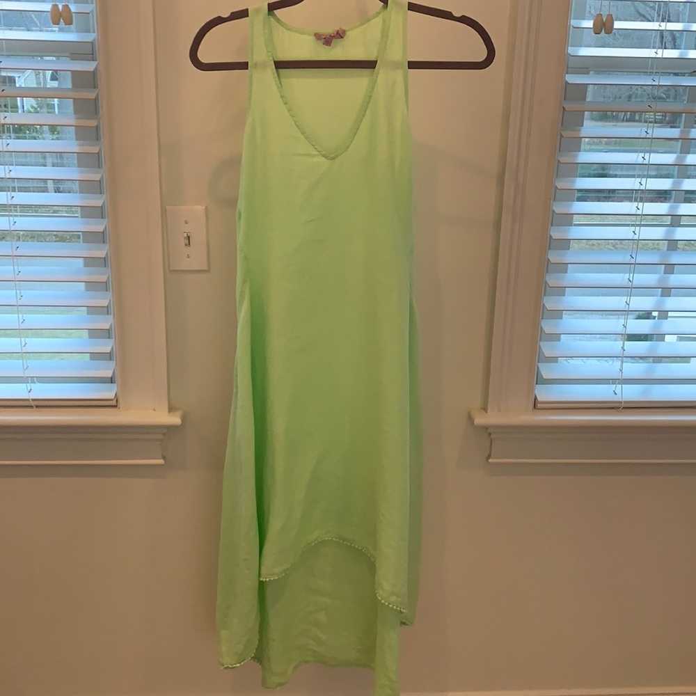 Lime green Calypso high/low linen dress